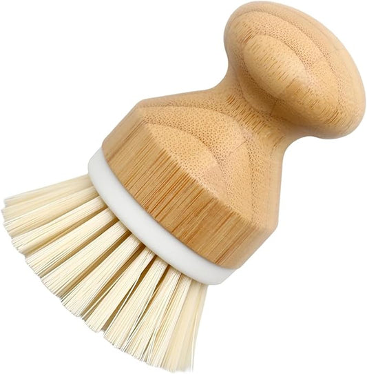 Bamboo Dish Scrub Brush with Natural Bristles by Mechra – Eco-Friendly Kitchen Cleaning Brush, Ergonomic Wooden Handle for Dishwashing, Pots, Pans & Sink Scrubbing