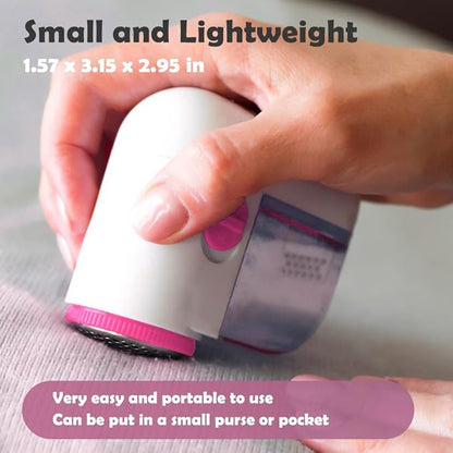 Fabric Shaver, Lint Remover for Clothes, Electric Lint Shaver with 3-Leaf Blades, Battery Operated, Remove Clothes Fuzz, Lint Balls, Pills, Pink and White