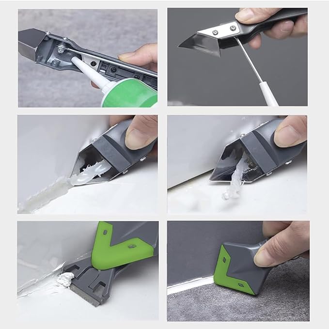 9 in 1caulk smoothingand Grouting Tool, silicone remover，Sealant Trimming and Removal Tool with Grout Squeegee for Bathrooms, Windows, Doors, Kitche