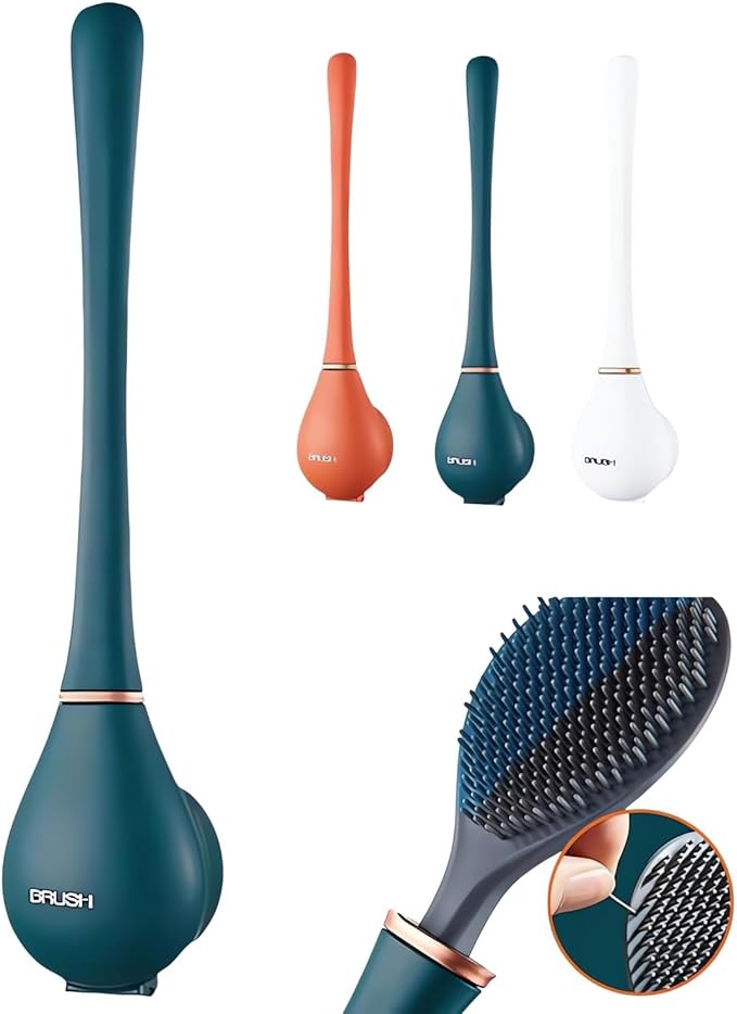 Modern Flexible Silicone Toilet Caspa for Home 2025 Upgrade Silicone Toilet Brush Ergonomic Toilet Brush and Holder Set Toilet Bowl Brush Wall Mounted Toilet Brush for Dead Corner Clean (Green)