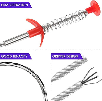 Drain Snake Hair Drain Clog Remover Tool - 61.4 inch Sink Drain Cleaner for Toilet Sewer Shower Kitchen Bathroom Tub Clogged Drains Opener Cleaning Tool