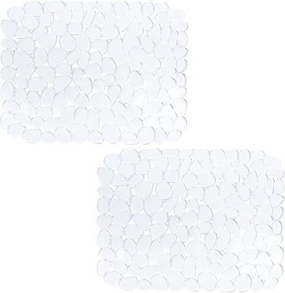 Bligli Pebble Sink Mat for Stainless Steel/Ceramic Sinks, PVC Eco-friendly Sink Protectors for Bottom of Kitchen Sink, Dishes and Glassware, Fast Draining, 15.7 x 11.8 inch (2 PACK, Clear)
