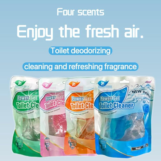 Hanging Dolphin Gel Toilet Bowl Cleaner Deodorizer Long-Lasting Fragrance Automatic Toilet Freshener for Odor Elimination & Stain Removal (Orange+Green+Pink+Blue 4 Pack)