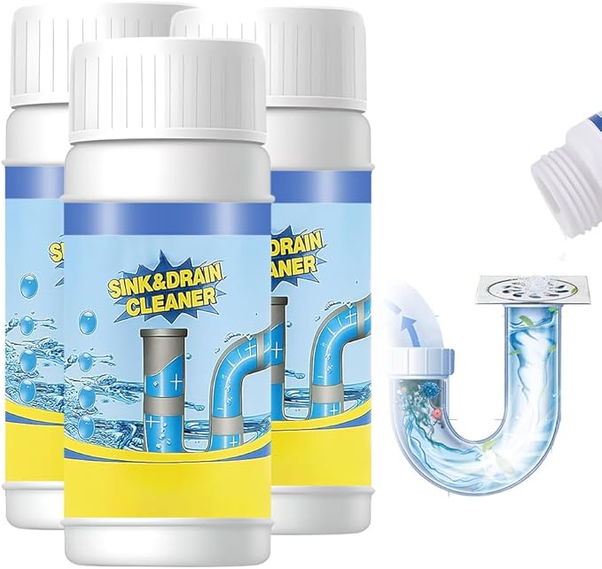 2026 New Multi Functional Drain Cleaner Powder Quick Foaming Clog Remover Heavy Duty Sink Cleaning Powder for Kitchen Bathroom Shower Toilet Sewer Pipe Dirt Build Up Removal (3 PCS)