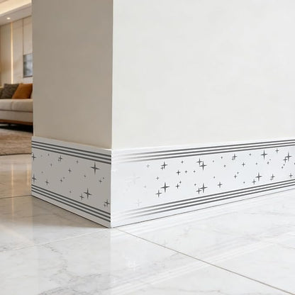 Thick Peel and Stick Wallpaper Borders, 3.93" x 196.8" PVC+XPE Mirror Border, Self-Adhesive Baseboard Trim for Interior Wall, Bathroom & Kitchen Upgrades, 1 Pc