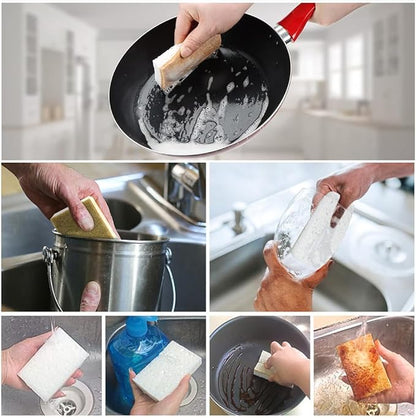Natural Kitchen Sponge Compostable Kitchen Sponges Cellulose and Coconut Scrubber Abrasive Scrubbing Pads SmilePowo Environmentally Friendly Sponge for Dishes (12 Pack)