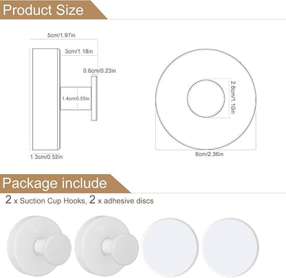 ZESLMG White Suction Cup Hooks for Glass Window, Shower Hook for Inside Shower, Removable Towel Hooks for Bathroom Kitchen Wall Glass Door, Wreaths Loofah Suction Hook for Hanging, 2 Pack