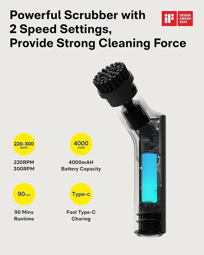 HOTO 3 Pcs Replacement Brush Heads for Cordless Spin Scrubber, Suitable for HOTO Electric Scrubber Only, Power Cleaning Brushes for Bathroom Floor Tile