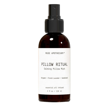 Muse Apothecary Pillow Ritual - Aromatic, Calming and Relaxing Pillow Mist, Linen and Fabric Spray - Infused with Natural Aromatherapy Essential Oils - 4 oz, Bergamot + French Lavender + Sandalwood