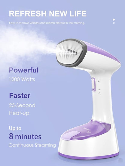 Reemix Steamer for Clothes, Folding Handheld Design Garment Wrinkles Remover, 20g/min Strong Penetrating Steam, 25-Sec Fast Heat-up, for Home, Office and Travel (Pink)