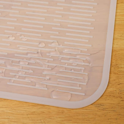 MicoYang Silicone Dish Drying Mat for Multiple Usage,Easy clean,Eco-friendly,Heat-resistant Silicone Mat for Kitchen Counter or Sink,Refrigerator or Drawer Liner Translucent 3XL 28 inches x 18 inches