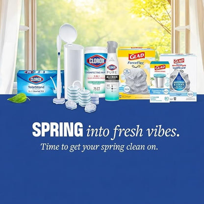 Clorox ToiletWand Disposable Toilet Cleaning System, Spring Cleaning Essential, ToiletWand, Storage Caddy, and 16 Disinfecting ToiletWand Scrubbing Pad Refills
