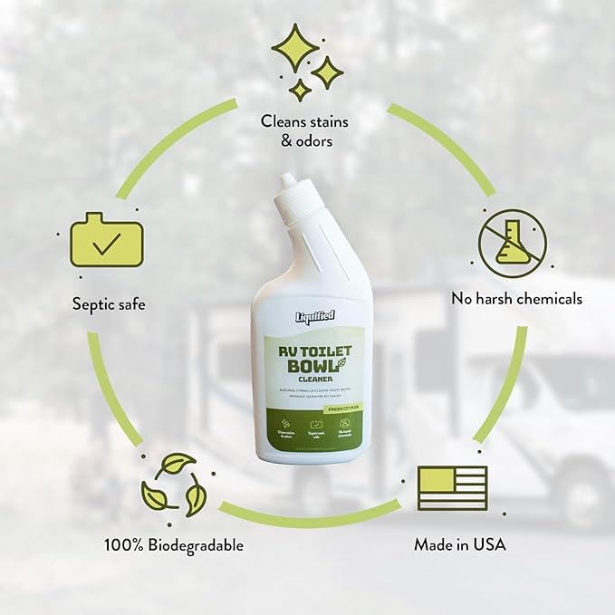 Liquified RV Toilet Bowl Cleaner Bundle - Natural RV Toilet Treatment, Septic Tank Safe, No Harsh Chemicals, Citrus Scent, Safely Cleans Stains, Supports Black Tank Health, Made in the USA (Pack of 3)