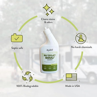 Liquified RV Toilet Bowl Cleaner Bundle - Natural RV Toilet Treatment, Septic Tank Safe, No Harsh Chemicals, Citrus Scent, Safely Cleans Stains, Supports Black Tank Health, Made in the USA (Pack of 3)