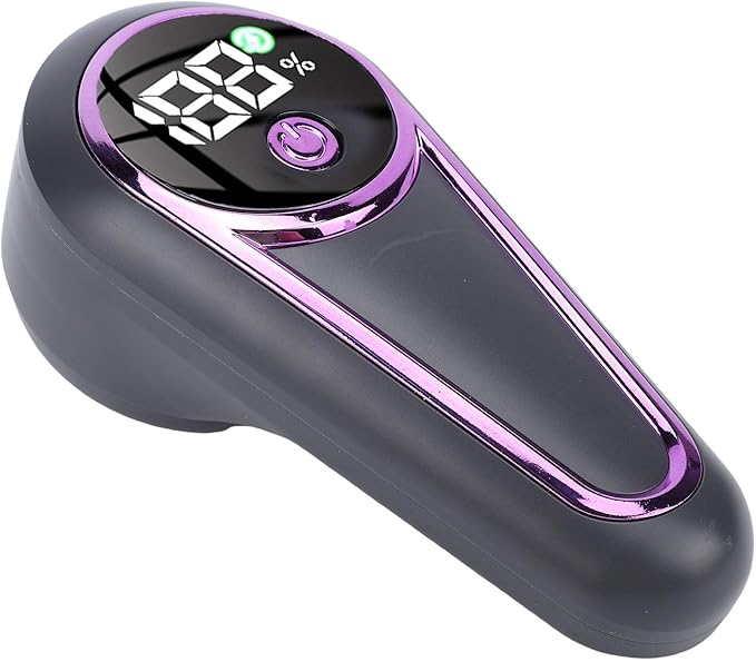 Alomejor Fabric Shaver, Electric Rechargeable Lint Remover with 6 Blades and Battery Display for Sweaters Clothing Furniture Blankets (Grey Purple)