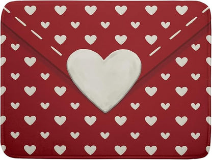 Valentines Day Dish Drying Mat for Kitchen Counter 18x24 Cream Red Love Heart Valentines Holiday Themed Absorbent Reversible Microfiber Drying Mats Kitchen Countertop Protector Dishes Drainer Pad