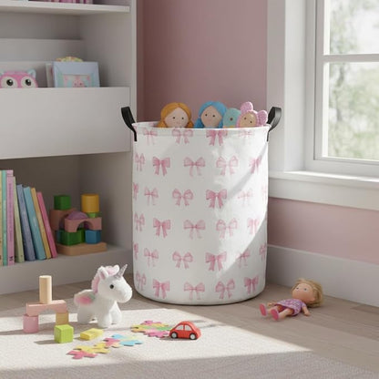 Baby Laundry Hamper kids laundry Basket Waterproof Storage Bin for Bedroom Toy Clothes Organizer Basket Woodland Animals Room Décor(Bowknot)