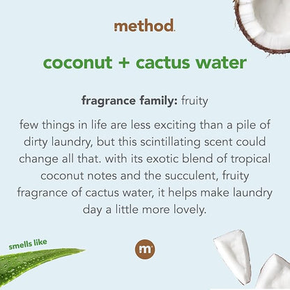 Method Liquid Laundry Detergent, Coconut + Cactus Water, 66 Loads Per Bottle, Stain Remover, 53.5 Fl Oz (Pack of 1)