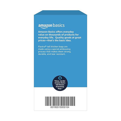 Amazon Basics Flextra Strength Tall Kitchen Drawstring Trash Bags, Fresh Scent, Tear Resistant, 13 Gallon, 50 Count