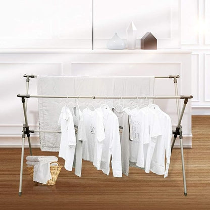 Clothes Drying Rack, Adjustable and Foldable Laundry Rack, Space Saving Hanger Rack, Retractable 47-79 Inch Clothes Rack Heavy Duty Garment Rack for Indoor/Outdoor