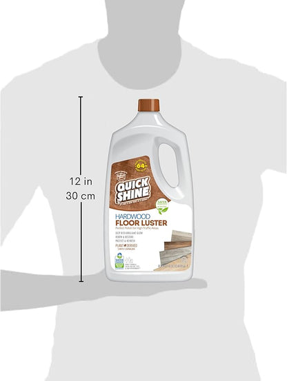Quick Shine Hardwood Floor Luster-Polish 64oz-4pk | Plant-Derived w/Carnauba | Safer Choice, No PFAS, pH Neutral | Ready to Use Formula w/Anti-Slip Technology | Simply Squirt & Spread | Made in USA
