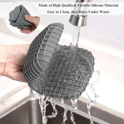 2 Pack Silicone Oven Mitts for Cooking, Heat Resistant Oven Mitt Set, Flexible Oven Gloves, Mini Oven Mitts Set with Non-Slip & Grip Heat Kitchen Mitt for Kitchen Cooking Baking (Grey)