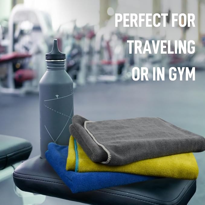 SINLAND Microfiber Gym Towels Super Absorbent Compact Travel Workout Towel Quick Dry Camping Sweat Towel for Sports Beach Swimming Backpacking Hiking and Yoga Men Women 16 Inch X 32 Inch