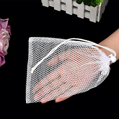 TecUnite 10 Pcs Mesh Laundry Bags with Drawstring Multicolor Mesh Sack Bag Nylon Gift Dishwasher Bag with Sliding for Storage Clothes Socks Jewelry Gifts Toys Fruit(5.5 x 7.5 Inch,White)