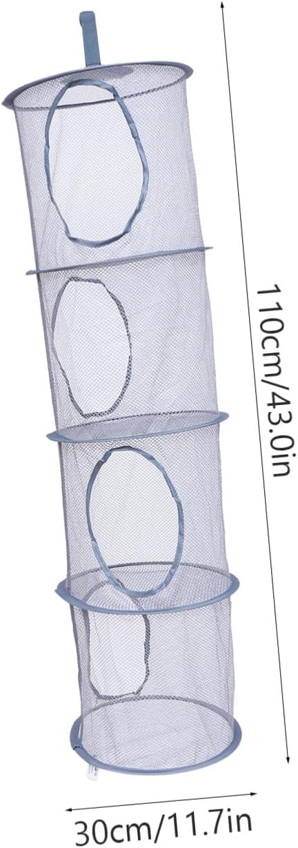 Levemolo 1pc Foldable Mesh Hanging Drying Basket Organizer for Laundry Toys Items Space-Saving Ventilated Storage Gray