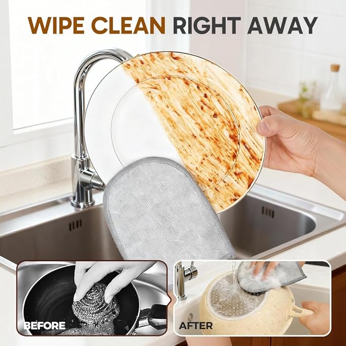Steel Wire Dishwashing Gloves, Oil-Resistant & Heat-Resistant Reusable Dish Gloves for Kitchen Cleaning