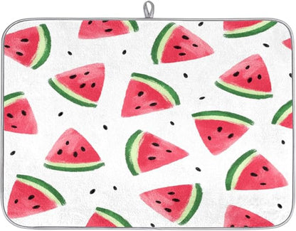 Honeybaby Dish Drying Mat Watermelon Cute Print Dish Drying Mats for Kitchen Counter Absorbent Kitchen Drying Mat Dish Rack Mat 18x24 inches