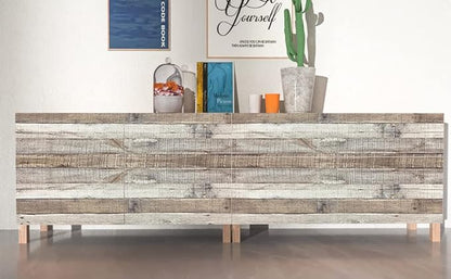 Yun-aeon Natural Wood-Grey Wood Contact Paper Peel and Stick Wallpaper 17.3"x 80"Self Adhesive Removable Vintage Faux Wood Wall Paper Plank Shelf Home Decoration Kitchen Counter Cover Use