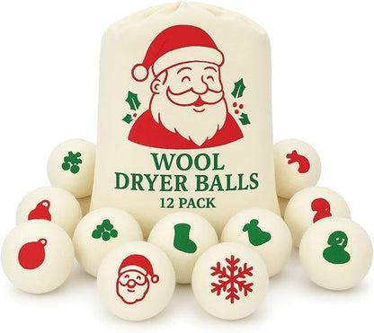 Wool Dryer Balls Pack of 12 Christmas Gift for Women Organic Wool Dryer Balls