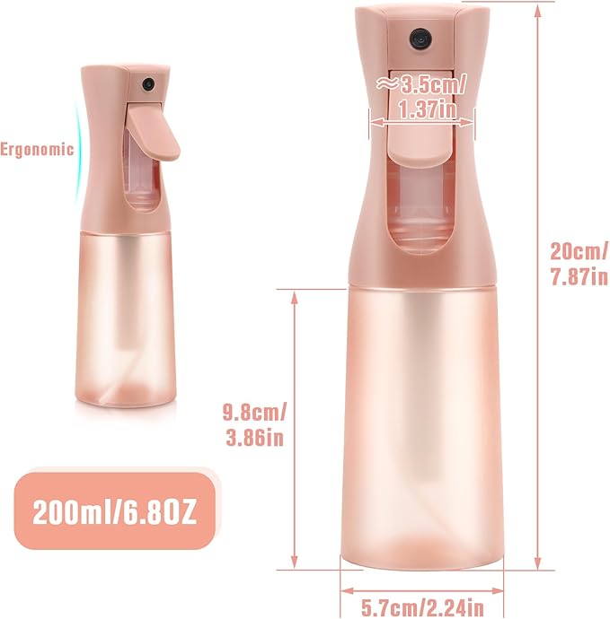 Leaflai Empty Spray bottles, Spray Water Bottle Fine Mist Refillable, Continuous Spray Bottle for Hair, Skin Care, Showering Pets, Plants, travel, Cleaning and Ironing 6.8 Ounce (Brown)