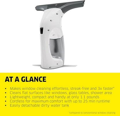 Kärcher WV 1 Electric Window Vacuum Squeegee 10" - Perfect for Showers, Mirrors, Glass, and Countertops - Electric Squeegee