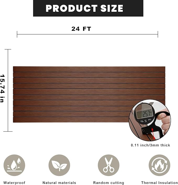 3D Wall Panels Peel and Stick – 15.74"x 24FT PVC Faux Wood Grain Texture, Self Adhesive Waterproof Wall Covering, DIY Accent Wall, Sofa Background Backsplash & Modern Home Decor, Covers 31.5 sq.ft