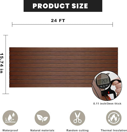 3D Wall Panels Peel and Stick – 15.74"x 24FT PVC Faux Wood Grain Texture, Self Adhesive Waterproof Wall Covering, DIY Accent Wall, Sofa Background Backsplash & Modern Home Decor, Covers 31.5 sq.ft