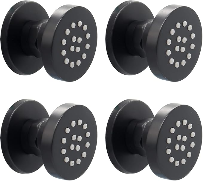 HOMEDEC 2inch Round Brass Showerhead Shower Jet Massage Spa Body Sprays Wall Mount, 4pcs, Matte Balck