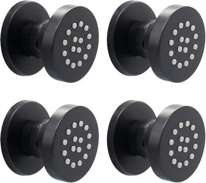 HOMEDEC 2inch Round Brass Showerhead Shower Jet Massage Spa Body Sprays Wall Mount, 4pcs, Matte Balck