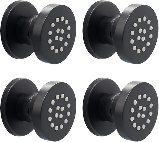 HOMEDEC 2inch Round Brass Showerhead Shower Jet Massage Spa Body Sprays Wall Mount, 4pcs, Matte Balck