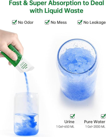 Portable Toilet Gel 20 Packs Camp Toilet Gel Portable Poo Gel for Powder Absorbent Powder for Outdoor Camping Hiking Emergency