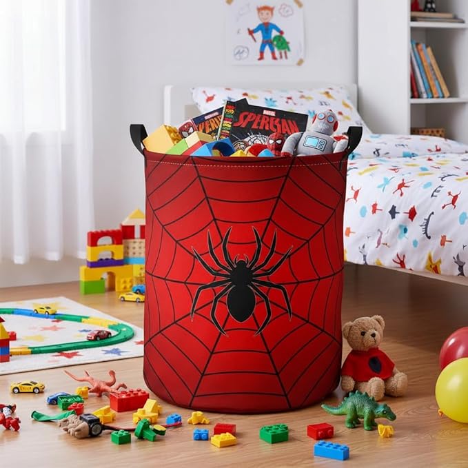 Baby Laundry Hamper kids laundry Basket Waterproof Laundry Bag for Bedroom Toy Clothes Organizer Room Décor(Spider Web)
