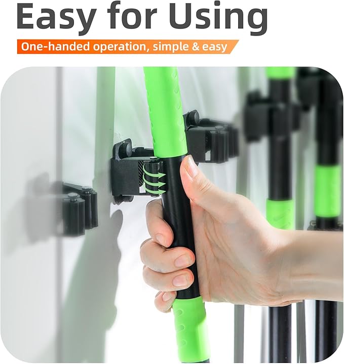12 PCS Broom Holder Wall Mount, Upgraded Heavy Duty Mop and Broom Holder Wall Mount, Stainless Steel Broom Hanger Mop Holder Rack for Kitchen Laundry Garden Tool Organizer