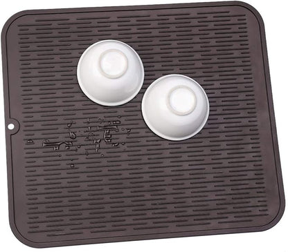 MicoYang Silicone Dish Drying Mat for Multiple Usage,Easy clean,Eco-friendly,Heat-resistant Silicone Mat for Kitchen Counter or Sink,Refrigerator or Drawer Liner Coffee XL 18 inches x 16 inches