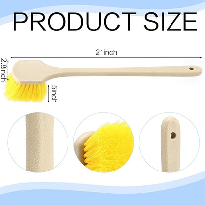 Lounsweer 3 Pack Acid Brushes 20 Inch Professional Scrub Brush with Long Handle Cleaning Tools for Auto Wheels, Mortar, Concrete, Boat
