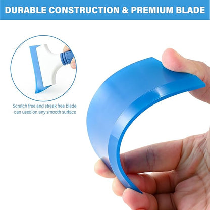 Gomake 2PCS Small Rubber Squeegee Window Shower Squeegee,Auto Water Blade Squeegee for Shower Glass Door,Car Windshield, Window, Mirror, Bathroom,Countertop Cleaning (Blue)
