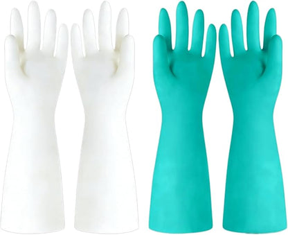 13 inch Nitrile Rubber Dishwashing Gloves 2 Pairs Waterproof, Reusable, Suitable Home Cleaning, Bathroom, Kitchen