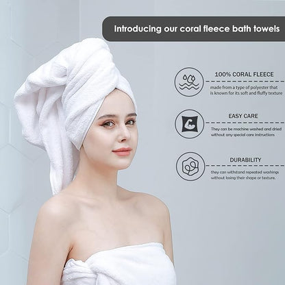GraceAier Microfiber Bath Towels 4 Pack, 28x56 Inch Coral Velvet Quick Dry Towel Set, Highly Absorbent, Ultra Soft & Lint-Free for Bathroom, Gym, Travel and Swim- White