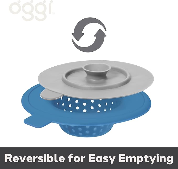 OGGI Silicone Sink Strainer & Stopper Set- Great Kitchen Sink Strainer, Silicone Drain Stopper, Sink Drain Strainer, Sink Plug 4.6˝ Diameter Rim, Turquoise