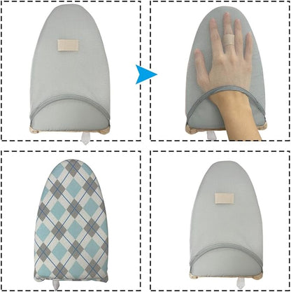 Garment Steamer Ironing Glove with Finger Loop, Heat Resistant Waterproof Ironing Mitt for Heat Resistan Handheld Steamer, Garment Steamer Accessories for Clothes (Blue white)